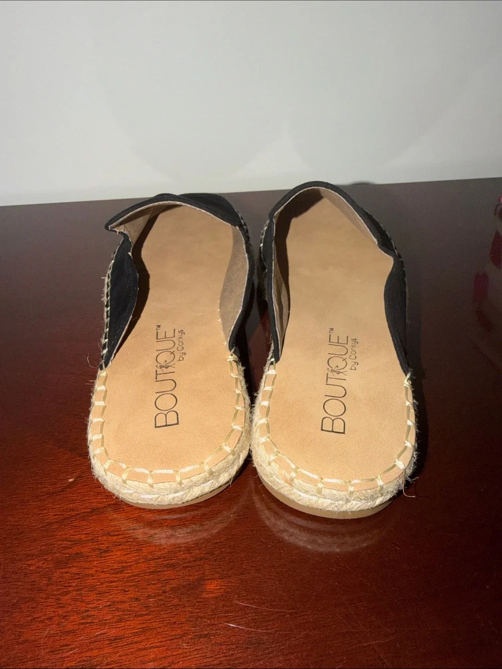 Black Suede Espadrille Slip-On Mules